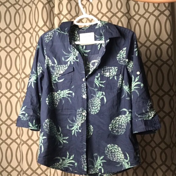 Small blue and green pineapple button down shirt - Picture 5 of 7
